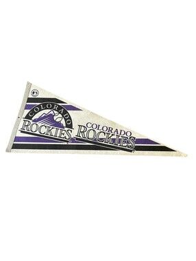 Vintage 90s MLB Colorado Rockies Pennant Flag Authentic Sports